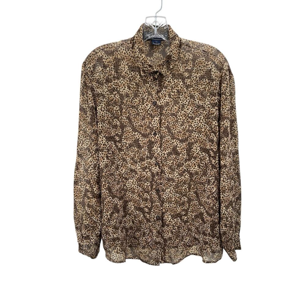 Vintage Burberrys Blouse Sheer Leopard Print Size 12